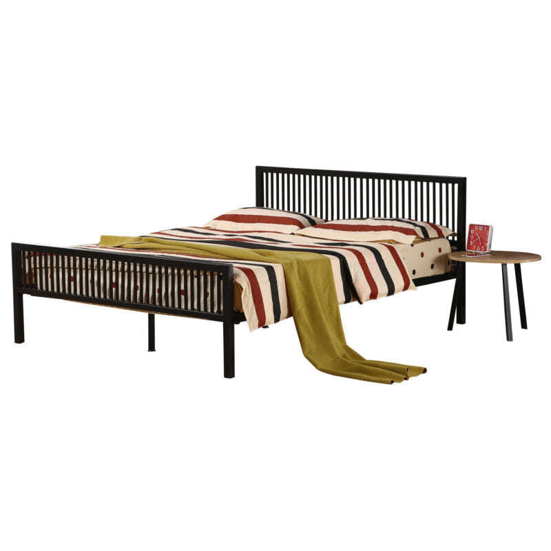 Ashpinoke:Karachi Double Bed Black-Double Beds-Heartlands Furniture