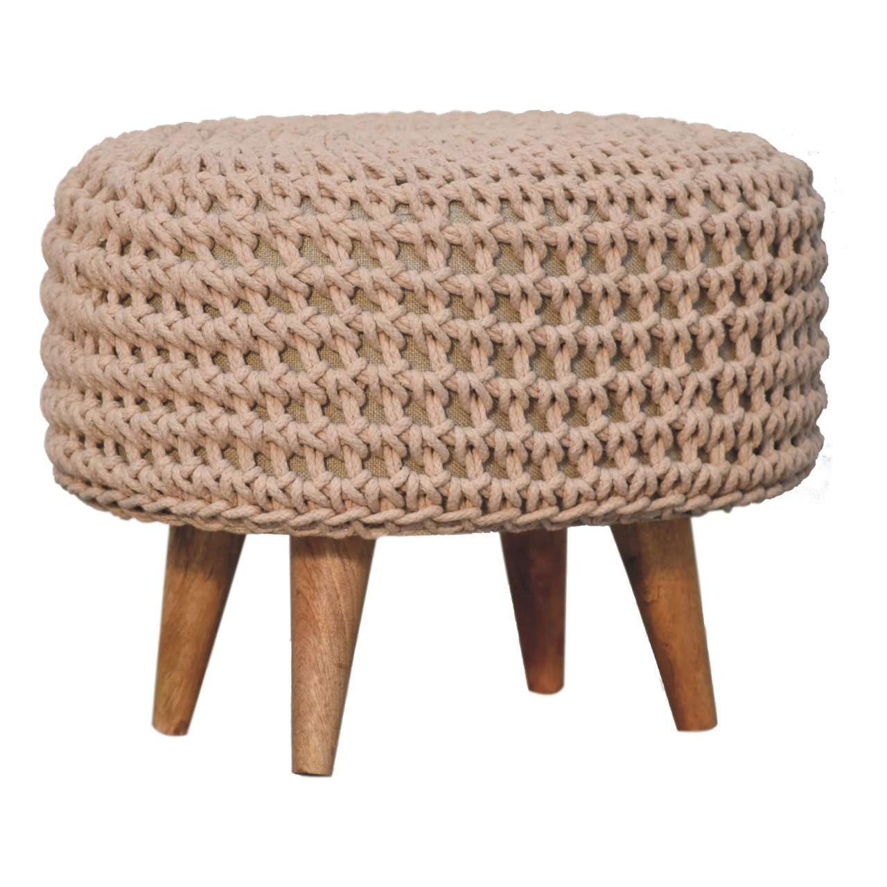 Ashpinoke:Keeva Beige Oblong Footstool-Footstools-Artisan