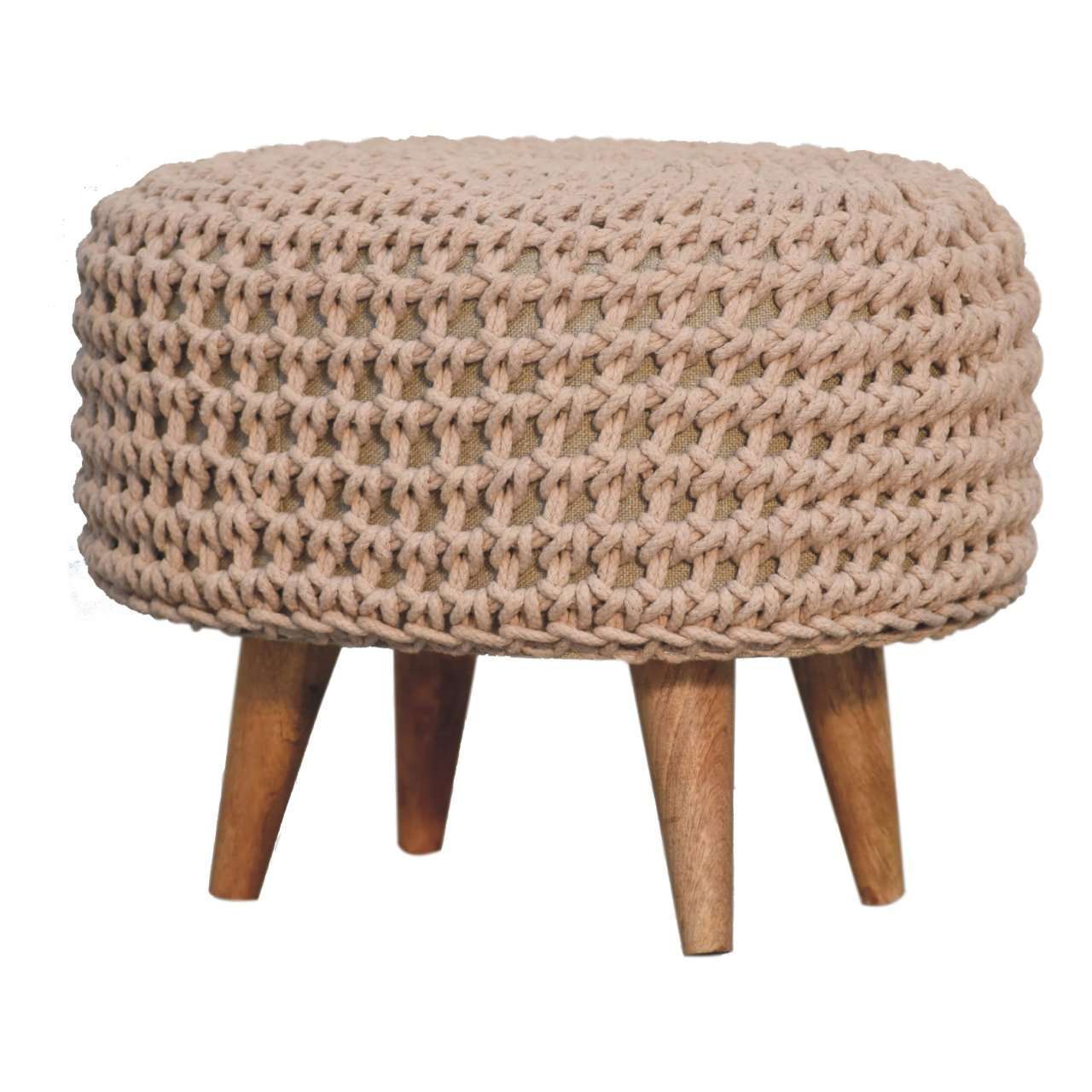 Ashpinoke:Keeva Beige Oblong Footstool-Footstools-Artisan