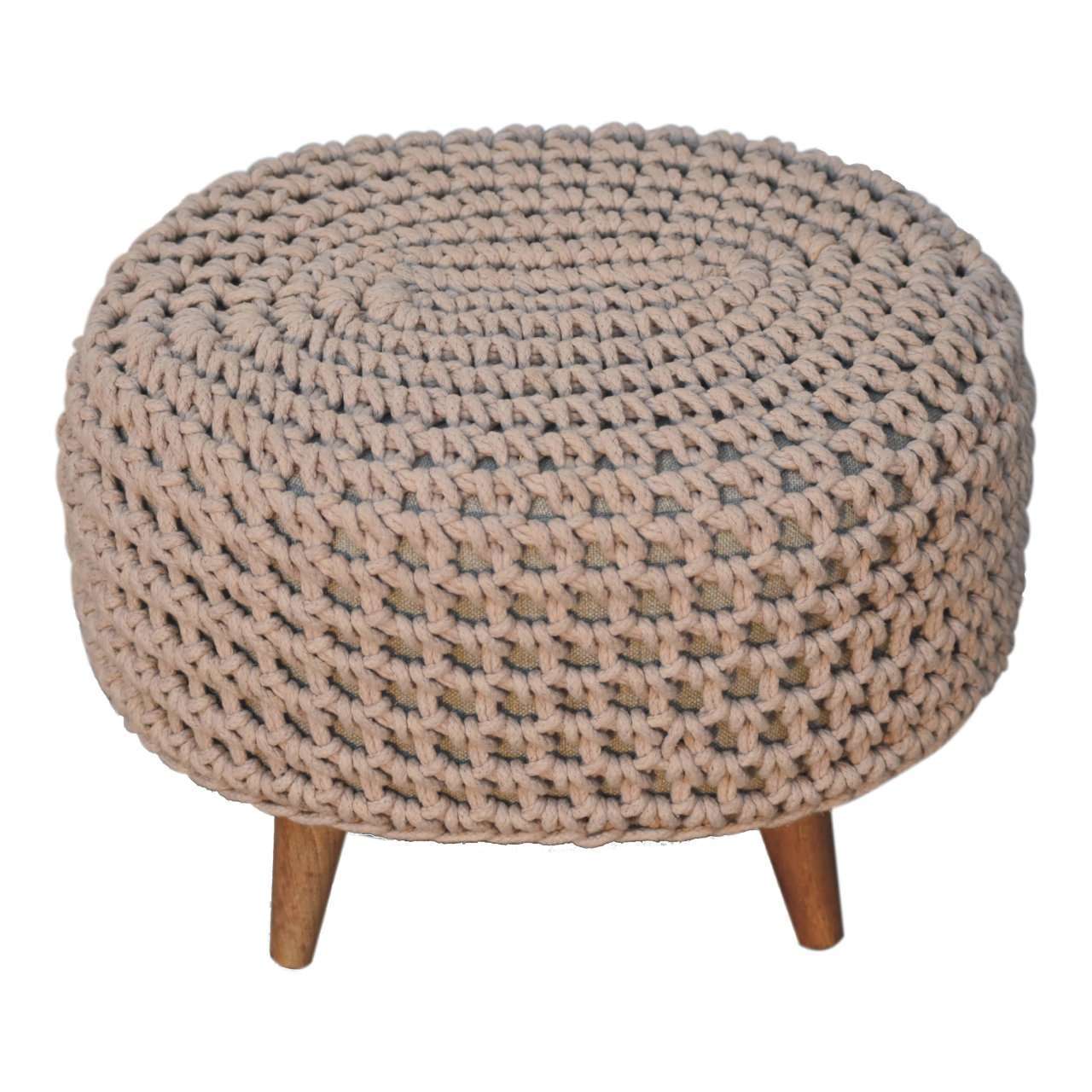 Ashpinoke:Keeva Beige Oblong Footstool-Footstools-Artisan