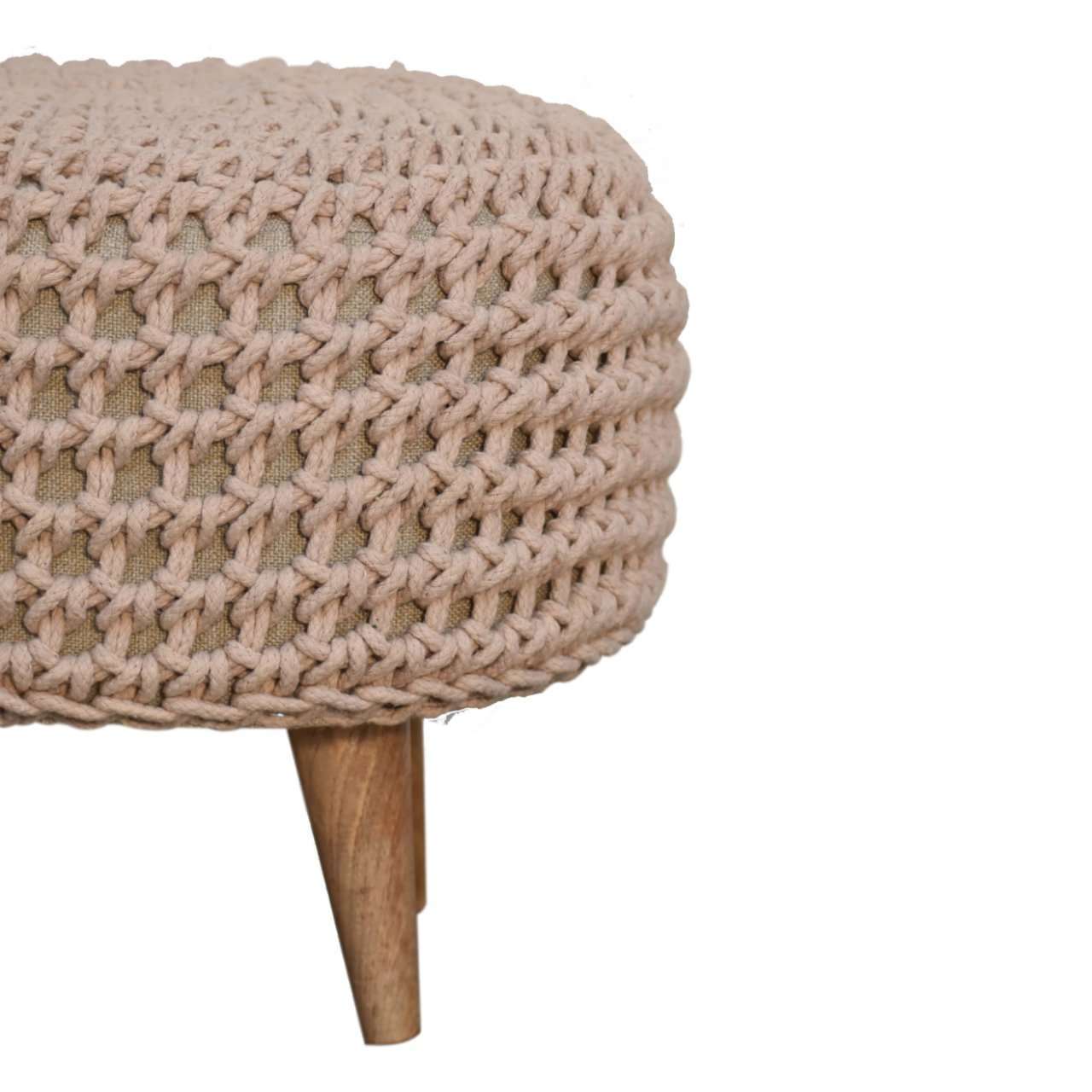 Ashpinoke:Keeva Beige Oblong Footstool-Footstools-Artisan