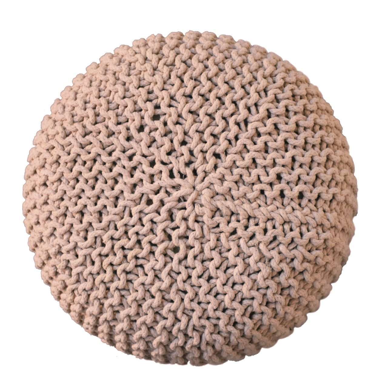 Ashpinoke:Keeva Beige Round Footstool-Footstools-Artisan