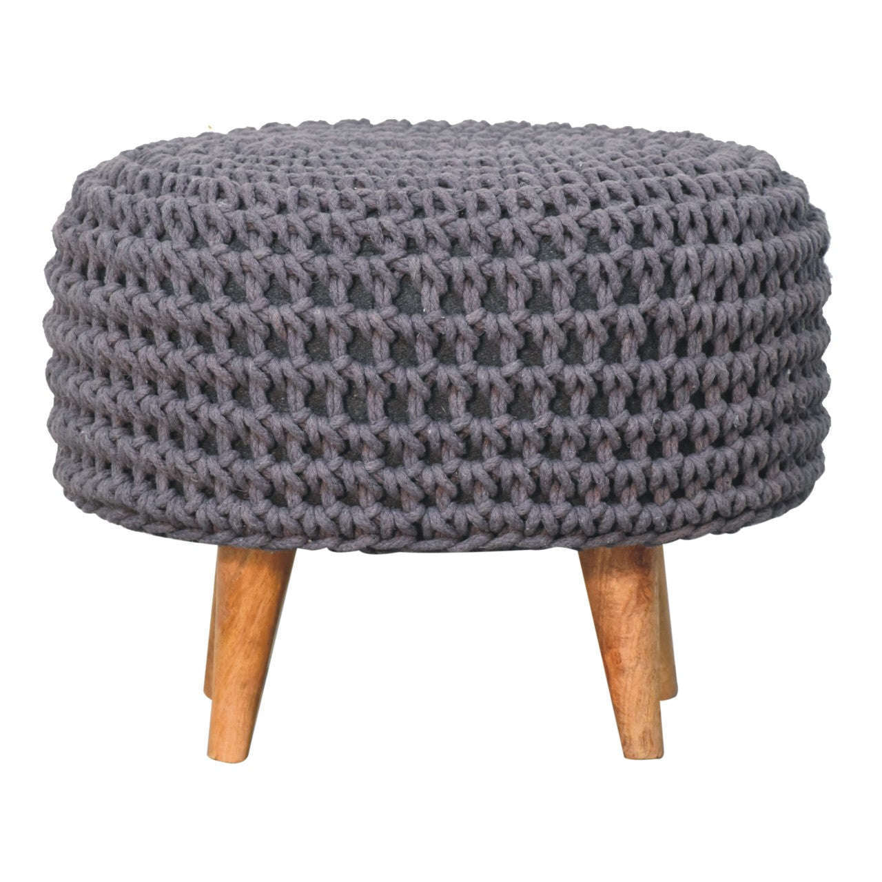 Ashpinoke:Keeva Grey Oblong Footstool-Footstools-Artisan