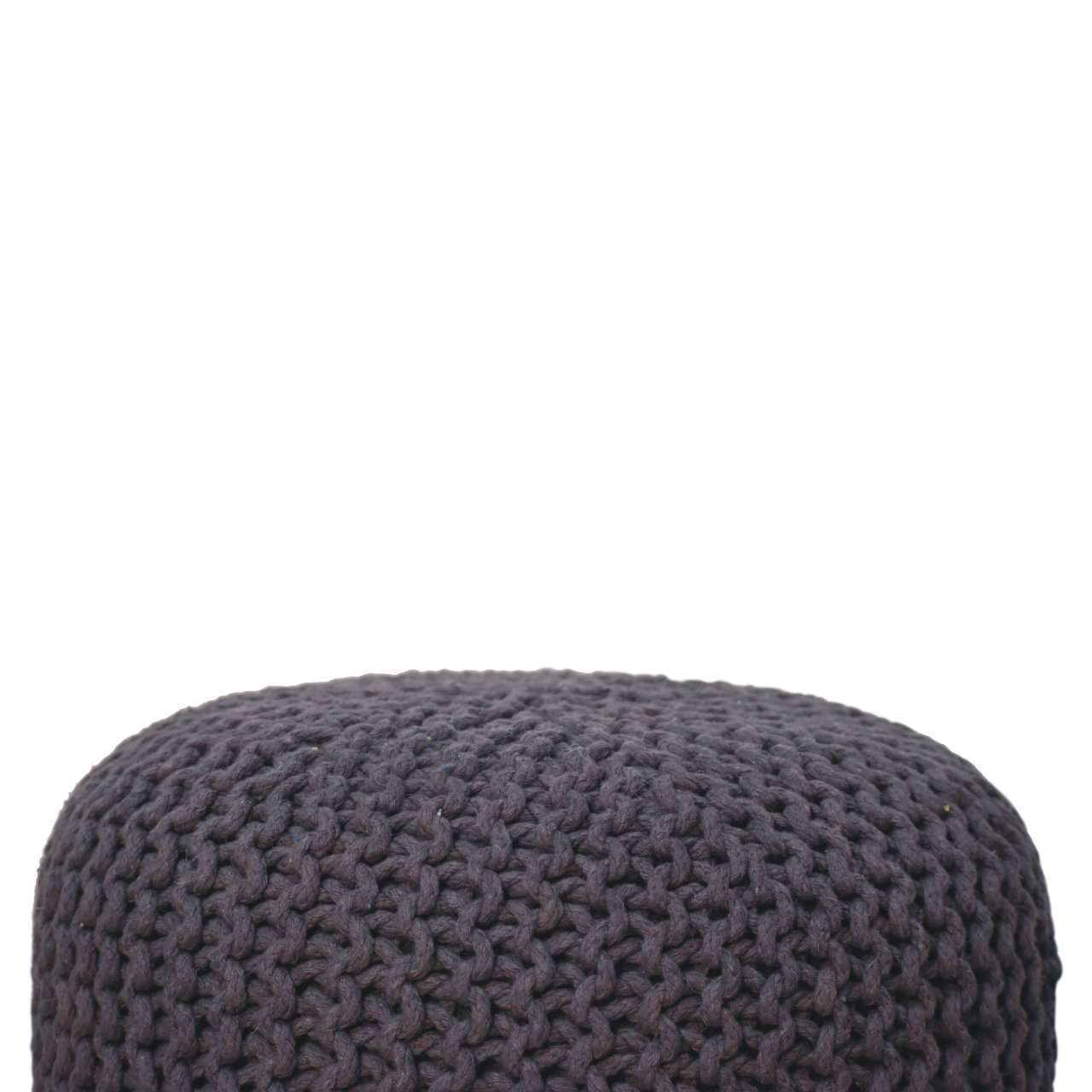 Ashpinoke:Keeva Grey Round Footstool-Footstools-Artisan