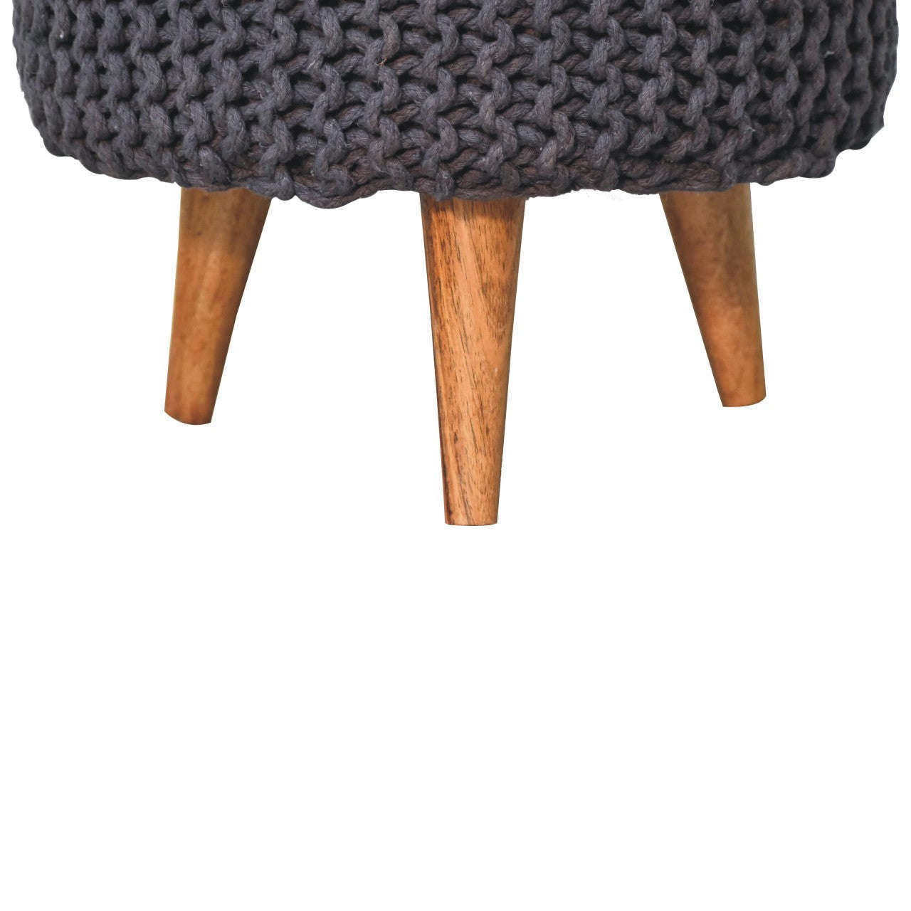 Ashpinoke:Keeva Grey Round Footstool-Footstools-Artisan