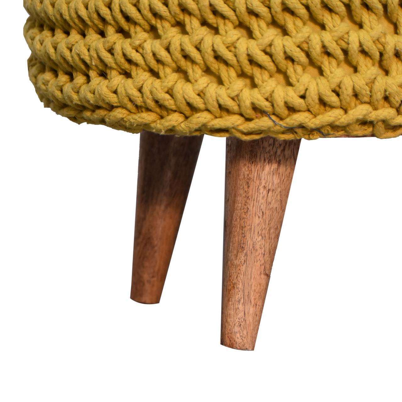 Ashpinoke:Keeva Mustard Oblong Footstool-Footstools-Artisan