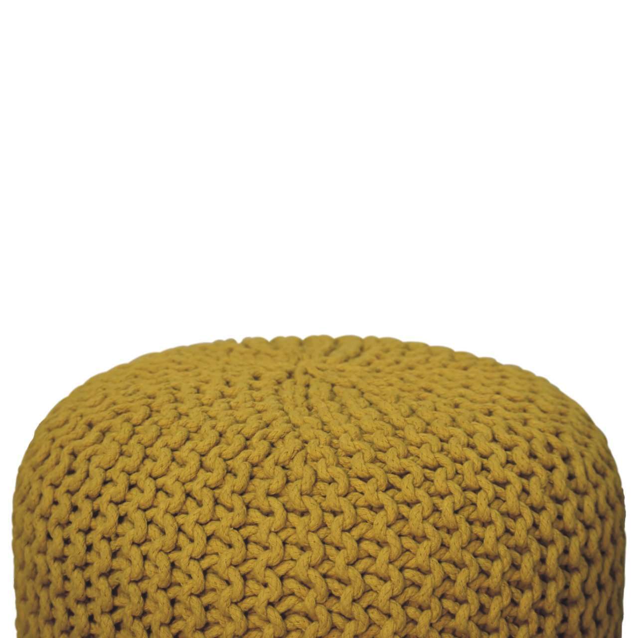 Ashpinoke:Keeva Mustard Round Footstool-Footstools-Artisan