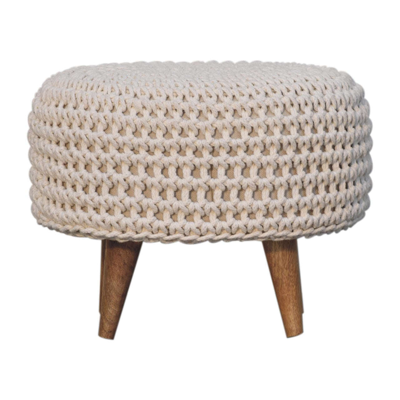 Ashpinoke:Keeva White Oblong Footstool-Footstools-Artisan