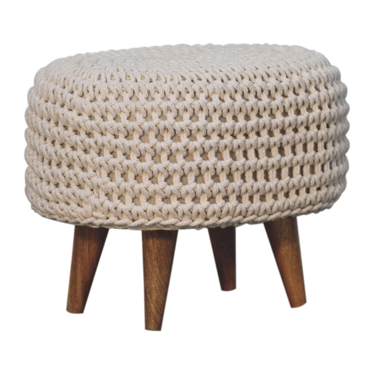 Ashpinoke:Keeva White Oblong Footstool-Footstools-Artisan