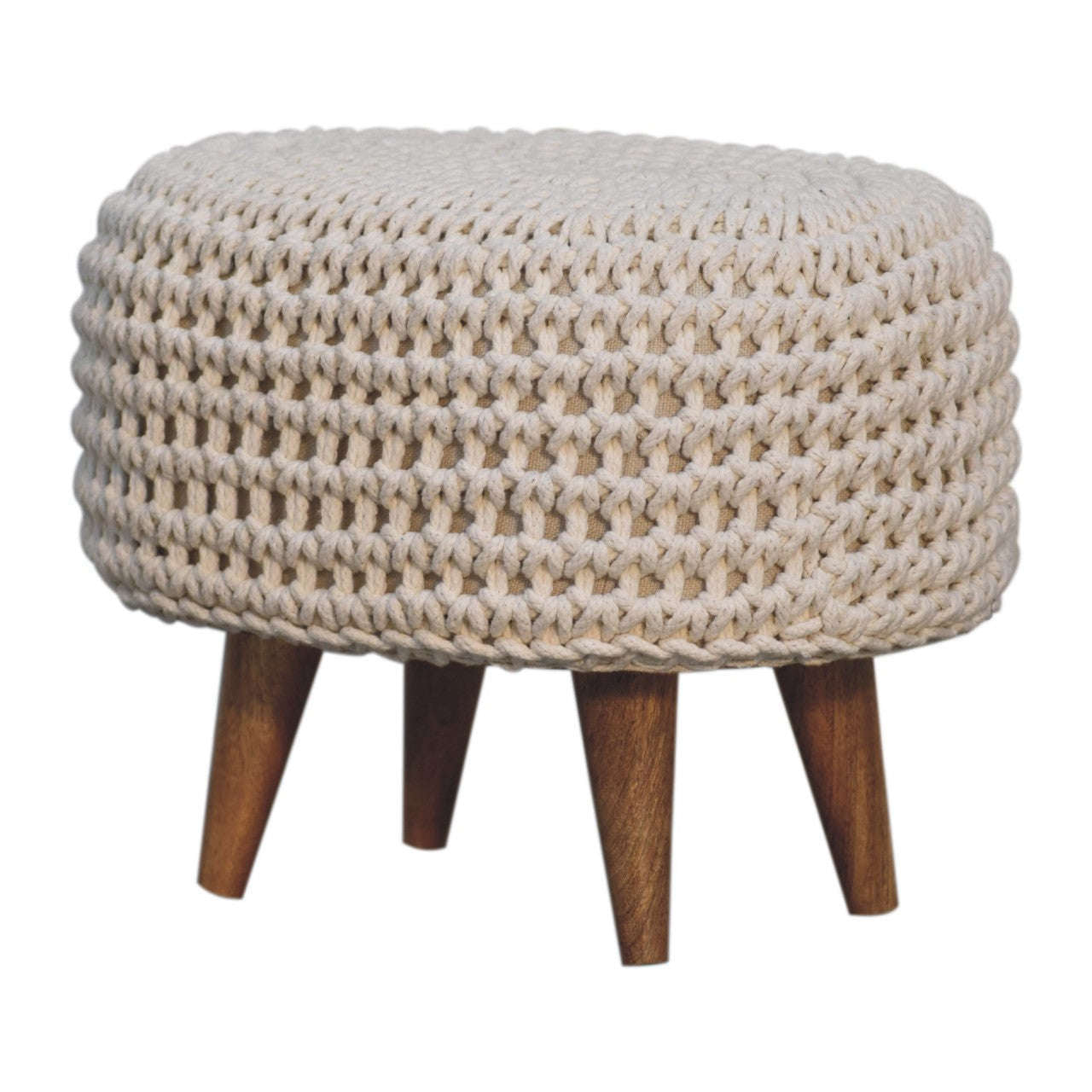 Ashpinoke:Keeva White Oblong Footstool-Footstools-Artisan