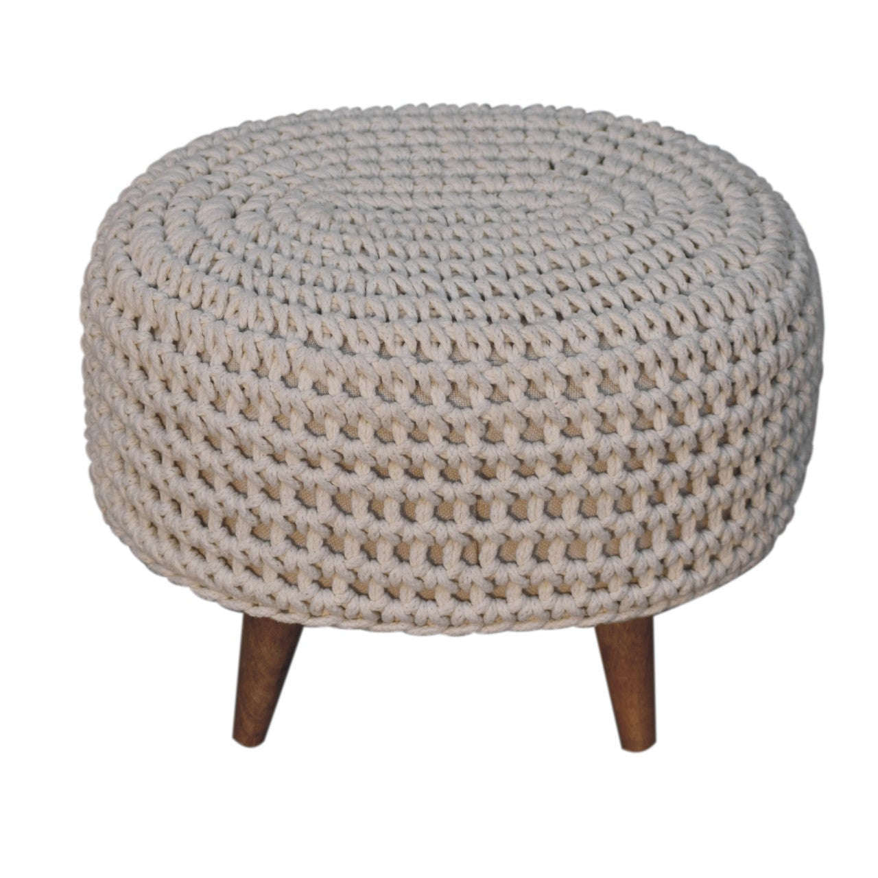 Ashpinoke:Keeva White Oblong Footstool-Footstools-Artisan