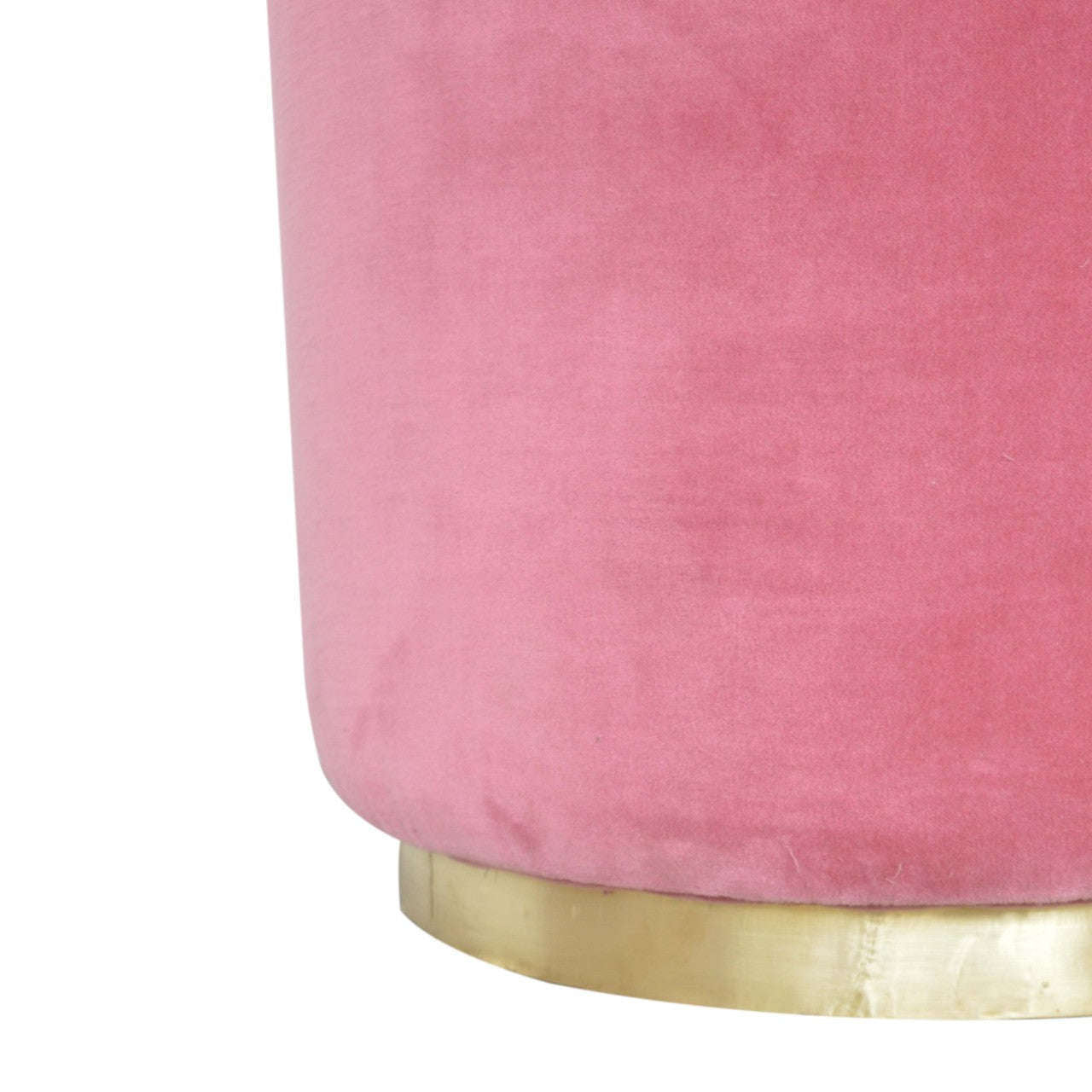 Ashpinoke:Large Pink Velvet Footstool with Gold Base-Footstools-Artisan