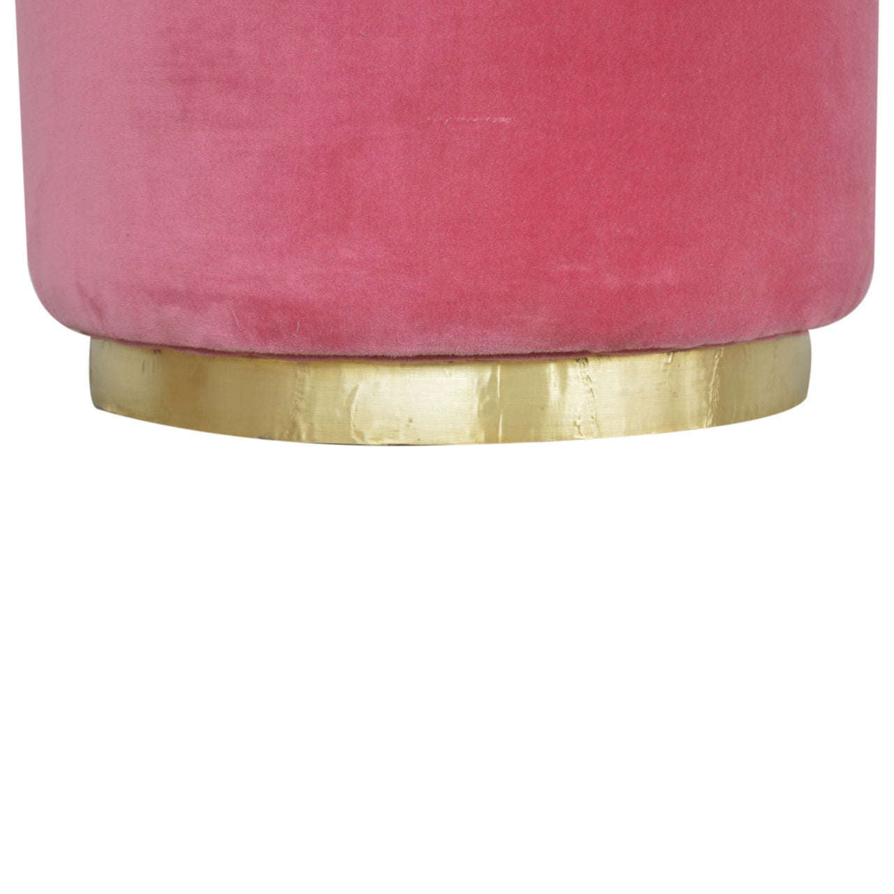 Ashpinoke:Large Pink Velvet Footstool with Gold Base-Footstools-Artisan