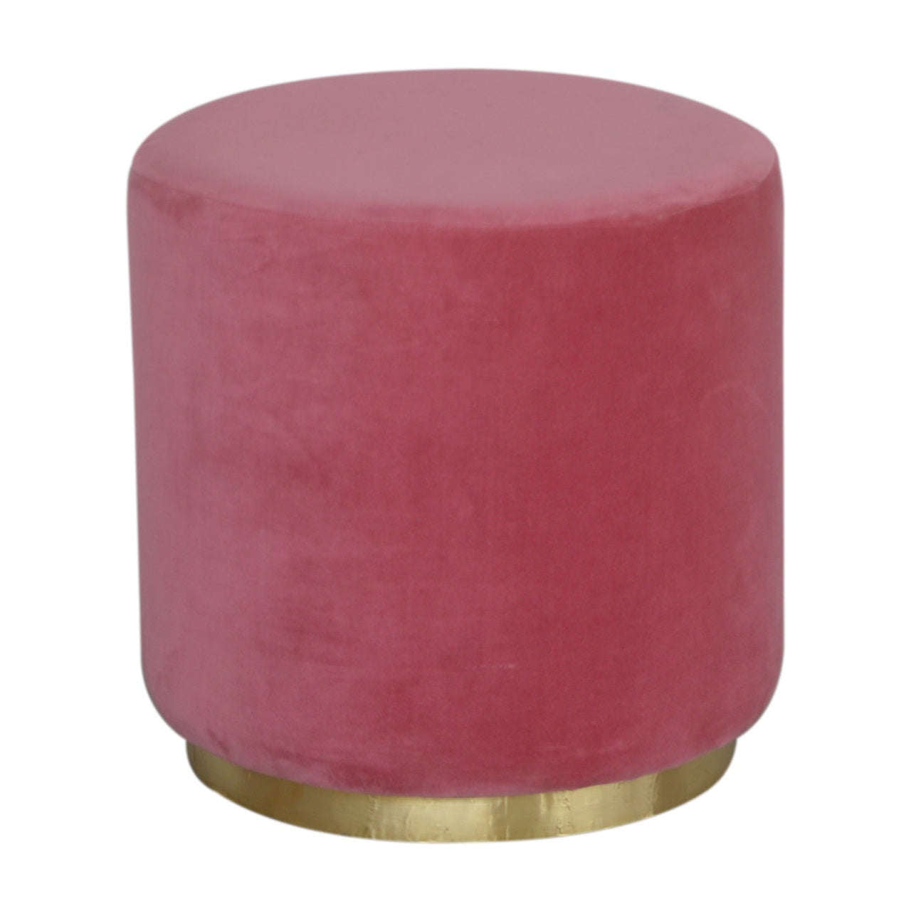 Ashpinoke:Large Pink Velvet Footstool with Gold Base-Footstools-Artisan