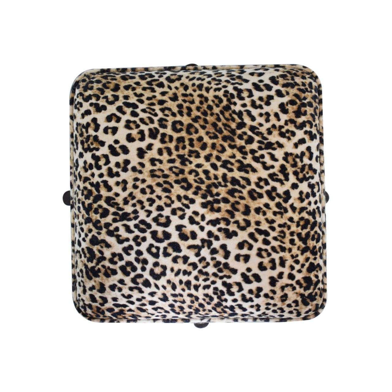 Ashpinoke:Leopard Print Footstool with Solid Wood Legs-Footstools-Artisan