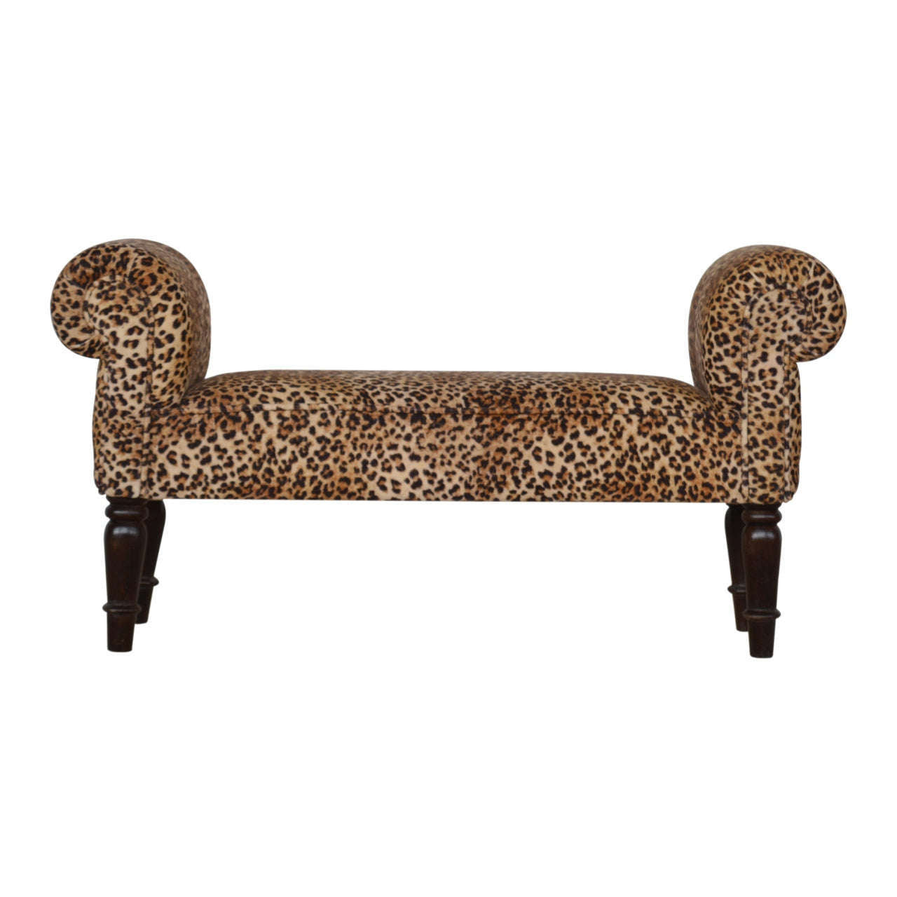 Ashpinoke:Leopard Print Velvet Bench-Benches-Artisan