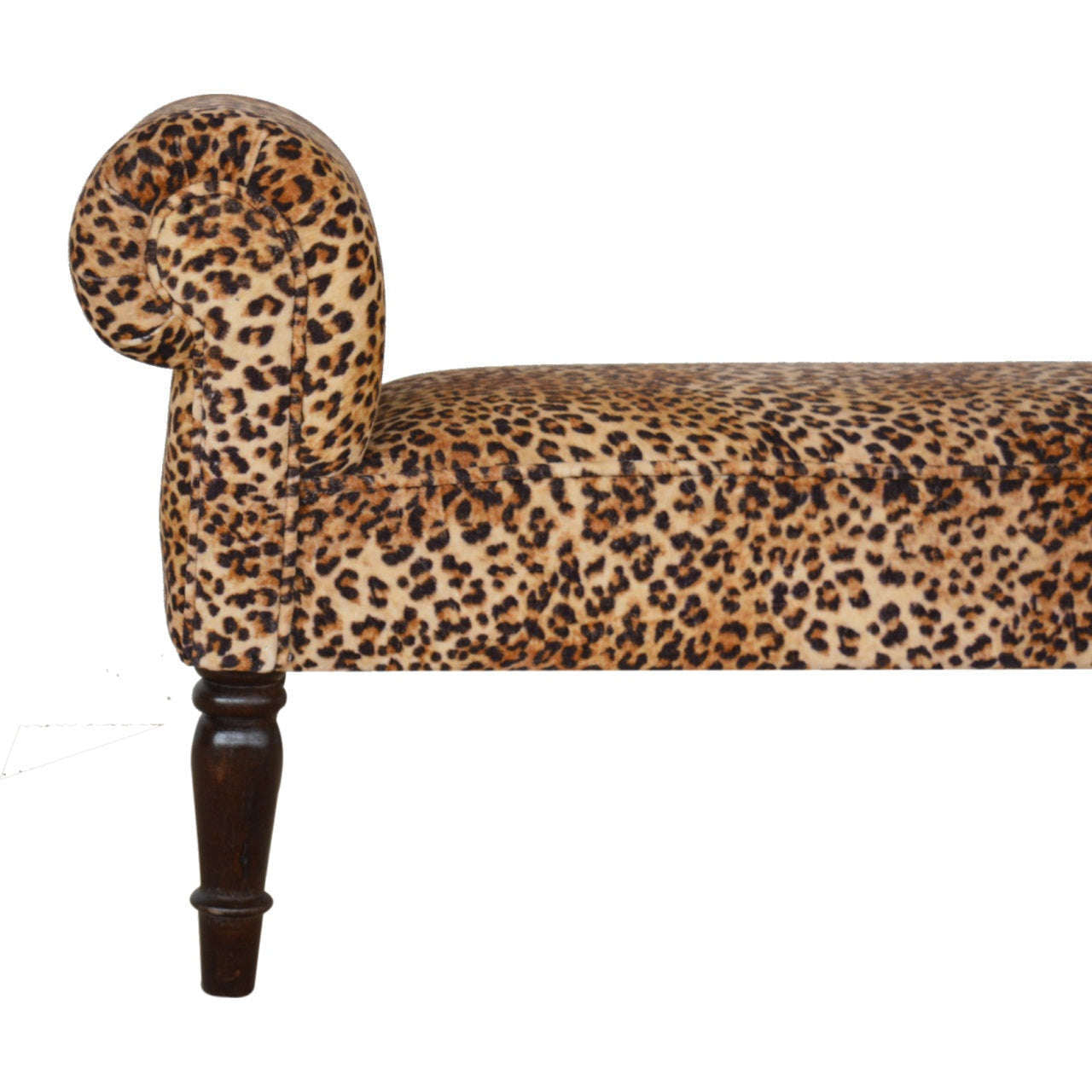 Ashpinoke:Leopard Print Velvet Bench-Benches-Artisan