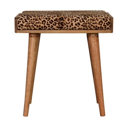 Ashpinoke:Leopard Velvet Tray Style Footstool-Footstools-Artisan