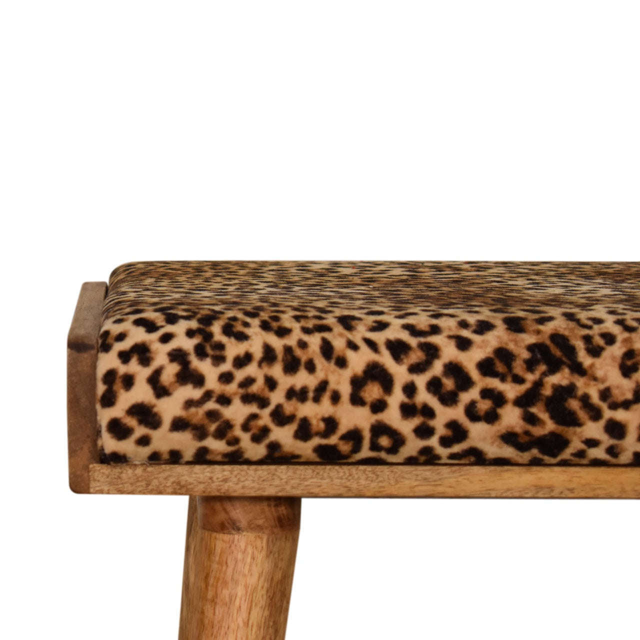 Ashpinoke:Leopard Velvet Tray Style Footstool-Footstools-Artisan