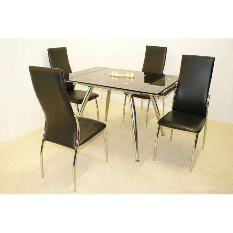 Ashpinoke:Magna Extending Table Black & Chrome-Dining Tables-Heartlands Furniture