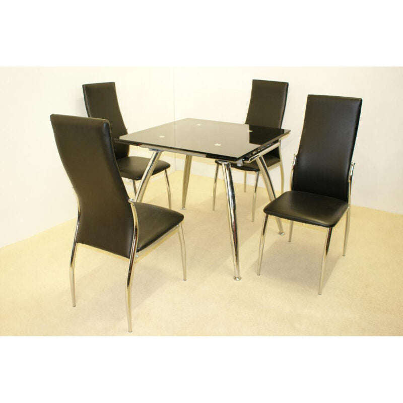 Ashpinoke:Magna Extending Table Black & Chrome-Dining Tables-Heartlands Furniture