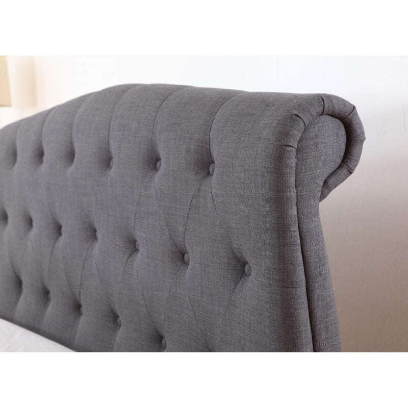 Ashpinoke:Marianna Linen Double Bed Dark Grey-Double Beds-Heartlands Furniture