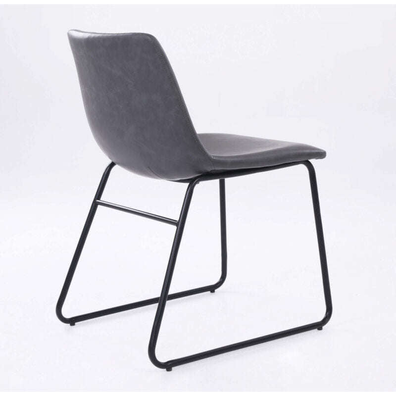 Ashpinoke:Meadow Polyurethane Dining Chair Black & Grey (2s)-Dining Chairs-Heartlands Furniture