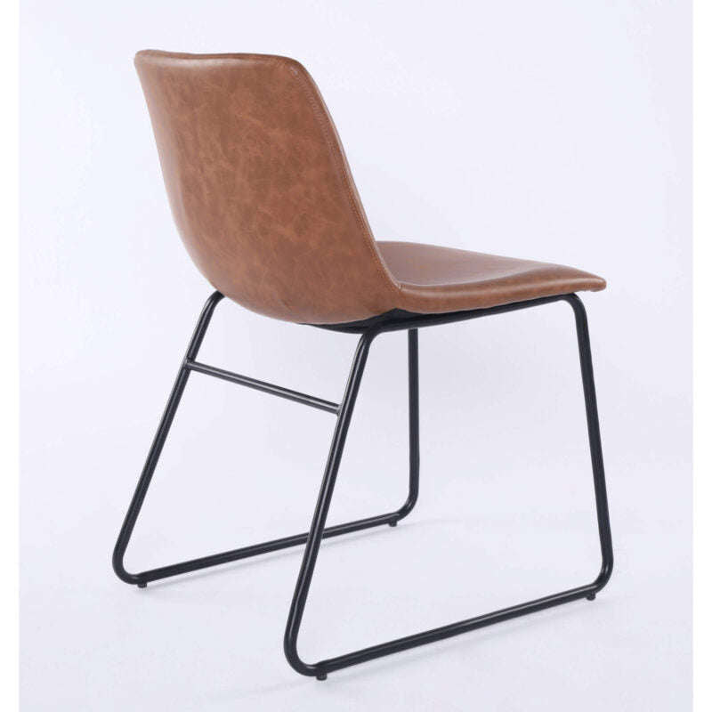 Ashpinoke:Meadow Polyurethane Dining Chair Black & Tan (2s)-Dining Chairs-Heartlands Furniture