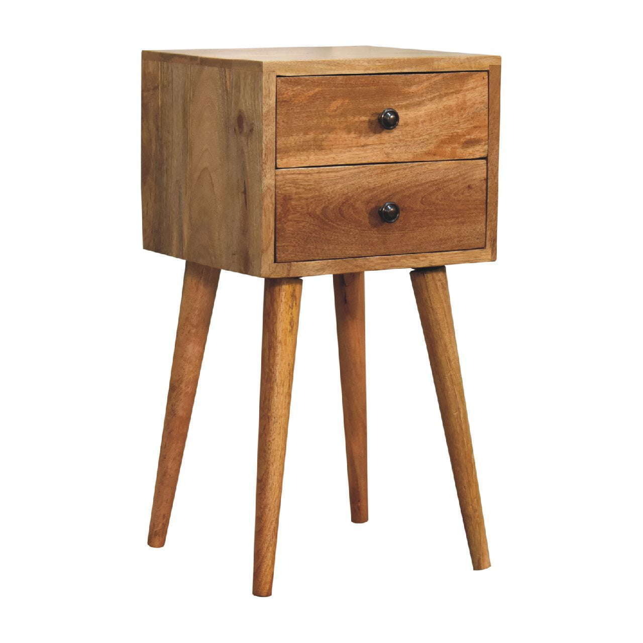 Ashpinoke:Mini 2 Drawer Oak-ish Bedside-Bedsides-Artisan