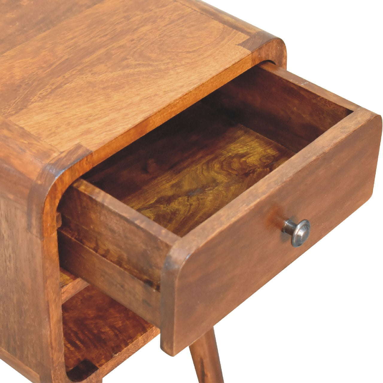 Ashpinoke:Mini Chestnut Curved Bedside with Lower Slot-Bedsides-Artisan