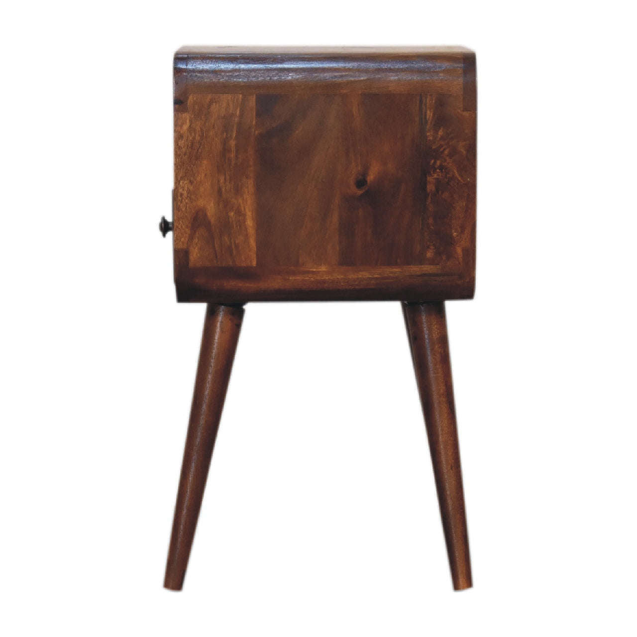 Ashpinoke:Mini Chestnut Curved Bedside with Open Slot-Bedsides-Artisan