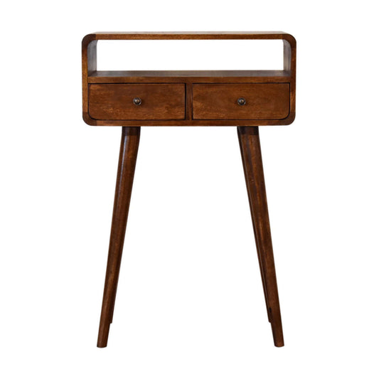Ashpinoke:Mini Chestnut Curved Console Table-Console and Hall Tables-Artisan