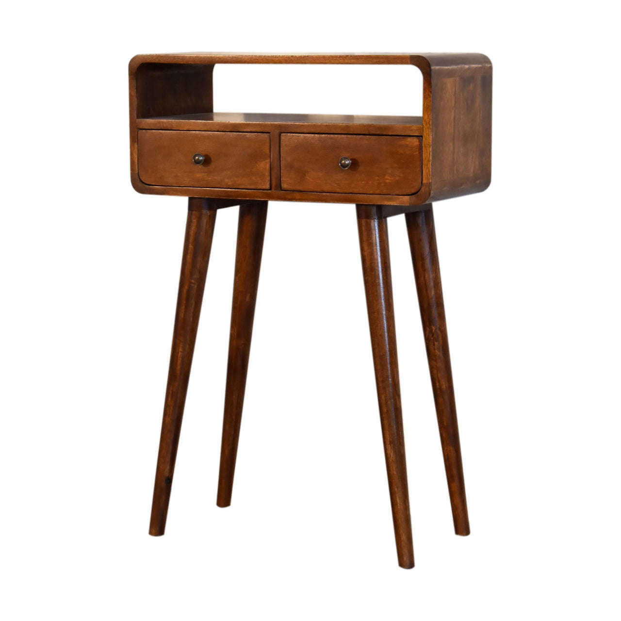 Ashpinoke:Mini Chestnut Curved Console Table-Console and Hall Tables-Artisan