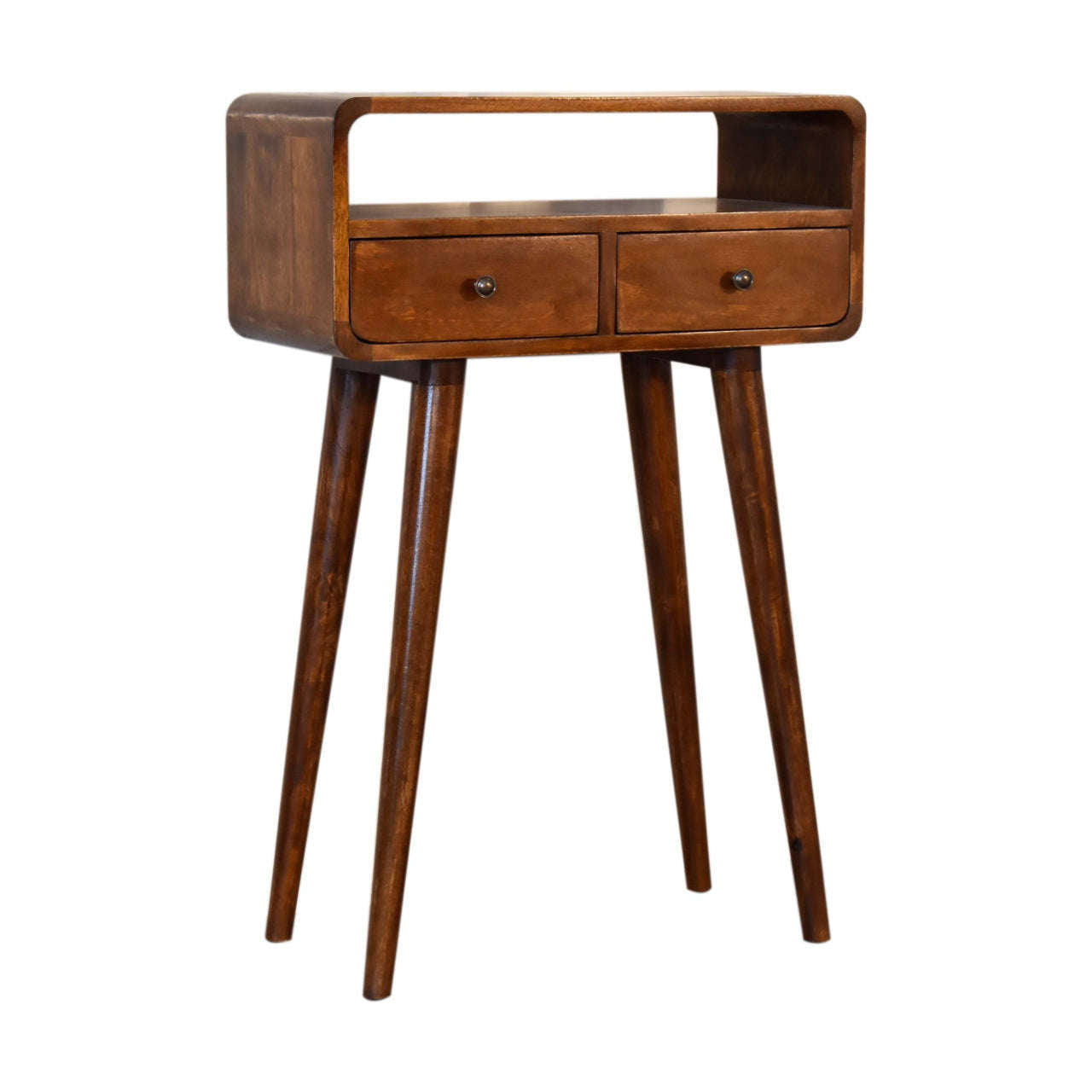 Ashpinoke:Mini Chestnut Curved Console Table-Console and Hall Tables-Artisan