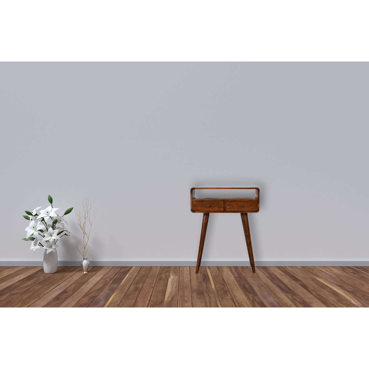 Ashpinoke:Mini Chestnut Curved Console Table-Console and Hall Tables-Artisan