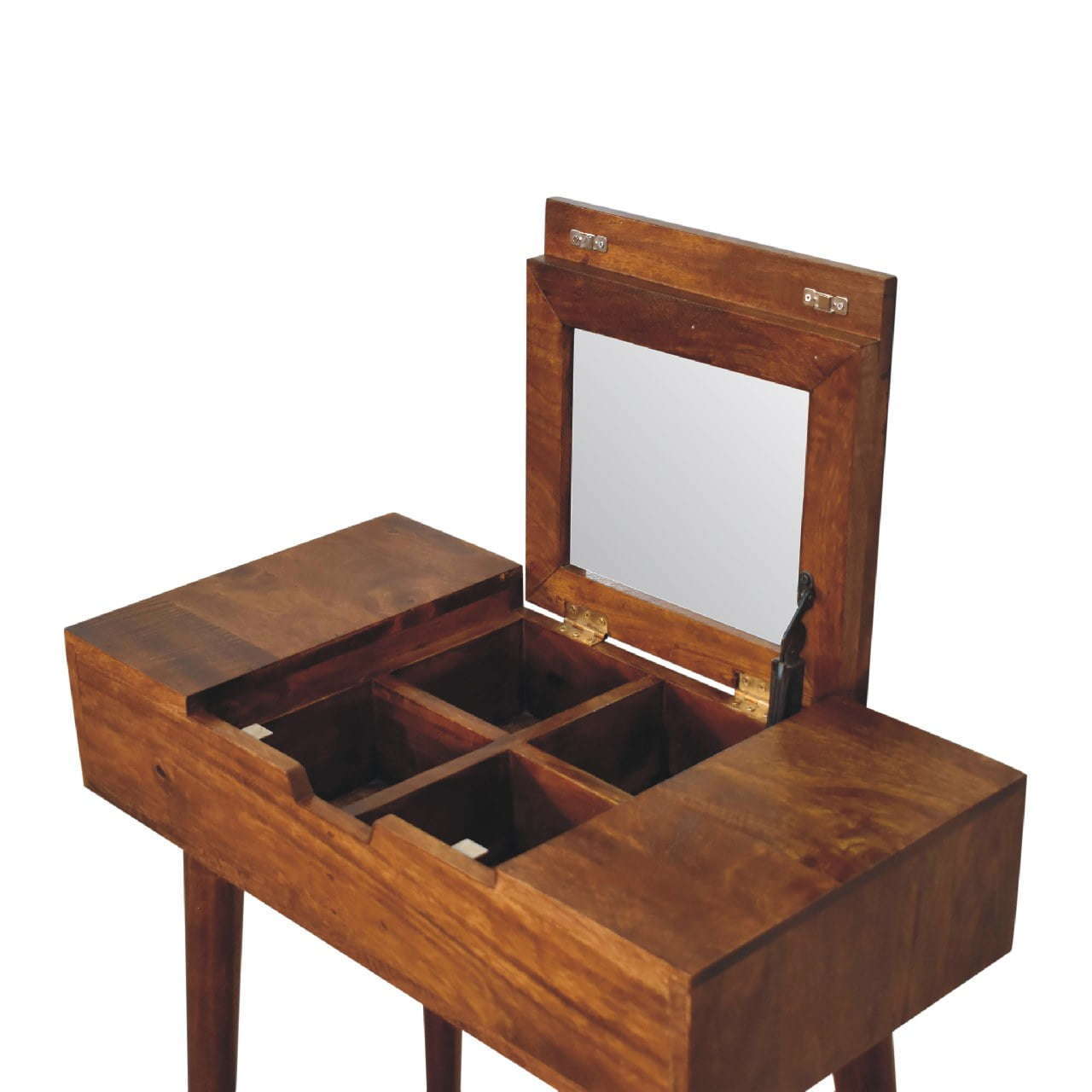 Ashpinoke:Mini Chestnut Dressing Table with Foldable Mirror-Dressers-Artisan