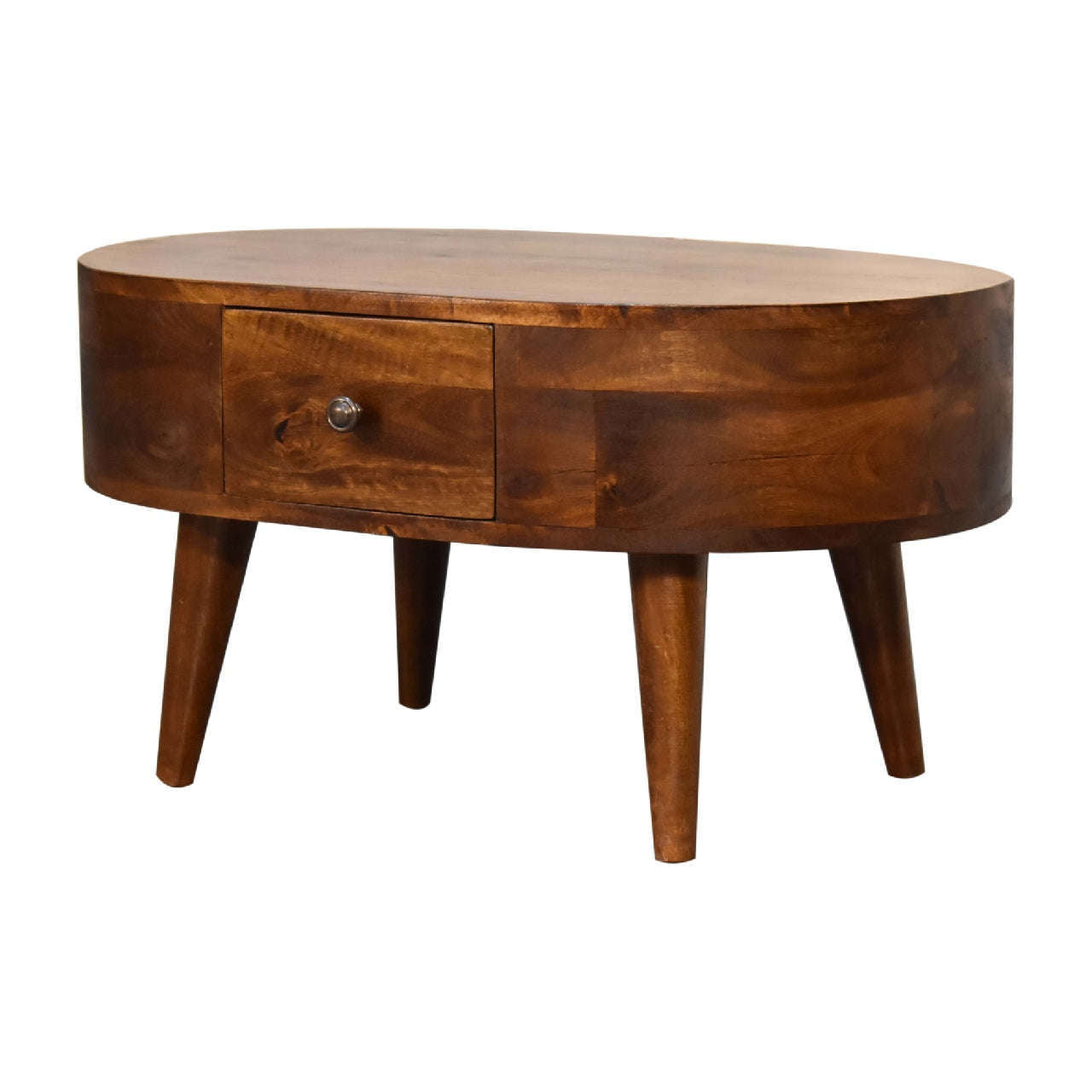 Ashpinoke:Mini Chestnut Rounded Coffee Table-Coffee Tables-Artisan