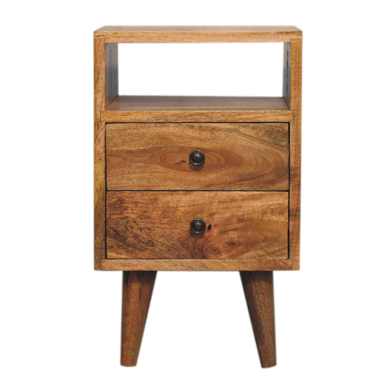 Ashpinoke:Mini Classic Oak-ish Bedside with Open Slot-Bedsides-Artisan