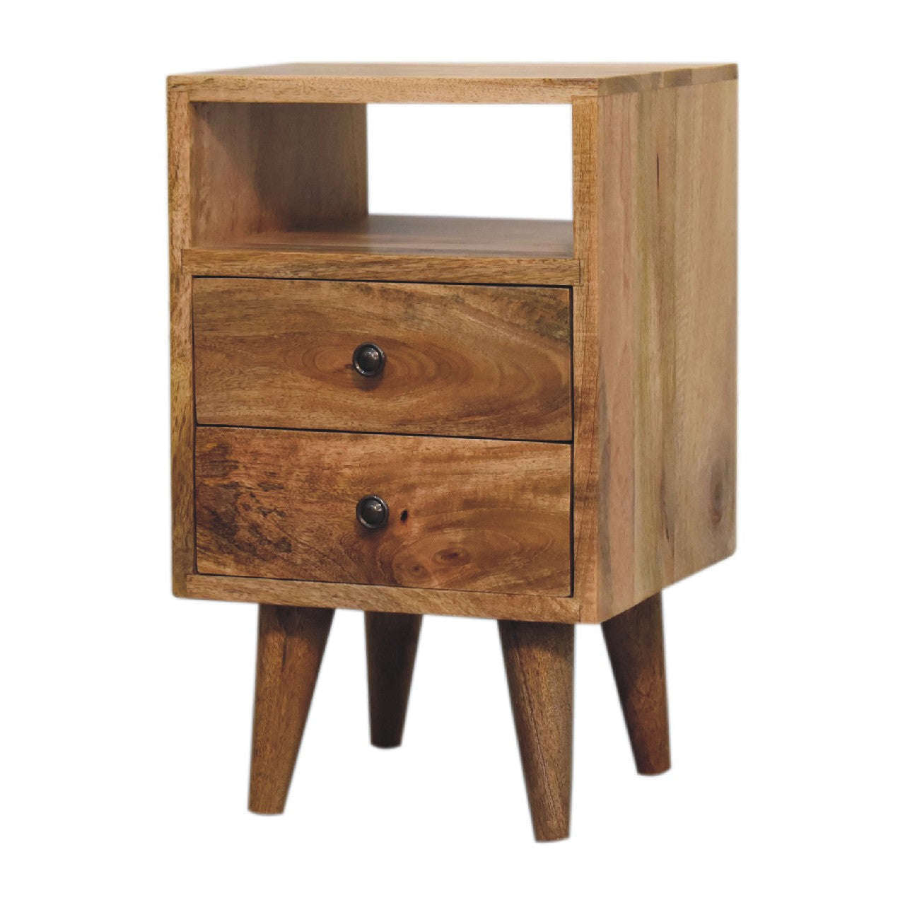 Ashpinoke:Mini Classic Oak-ish Bedside with Open Slot-Bedsides-Artisan