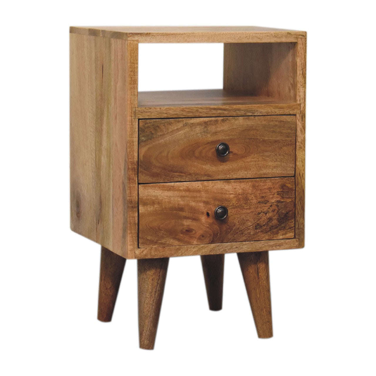 Ashpinoke:Mini Classic Oak-ish Bedside with Open Slot-Bedsides-Artisan