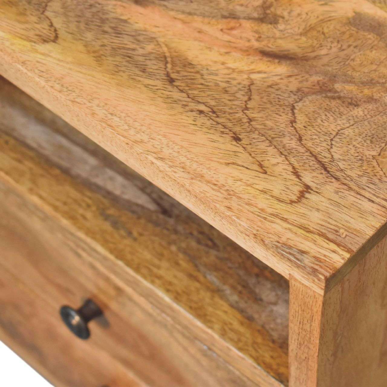 Ashpinoke:Mini Classic Oak-ish Bedside with Open Slot-Bedsides-Artisan