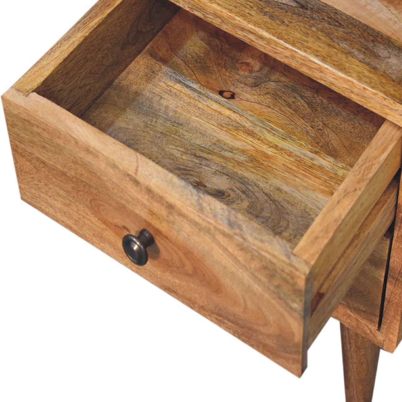 Ashpinoke:Mini Classic Oak-ish Bedside with Open Slot-Bedsides-Artisan