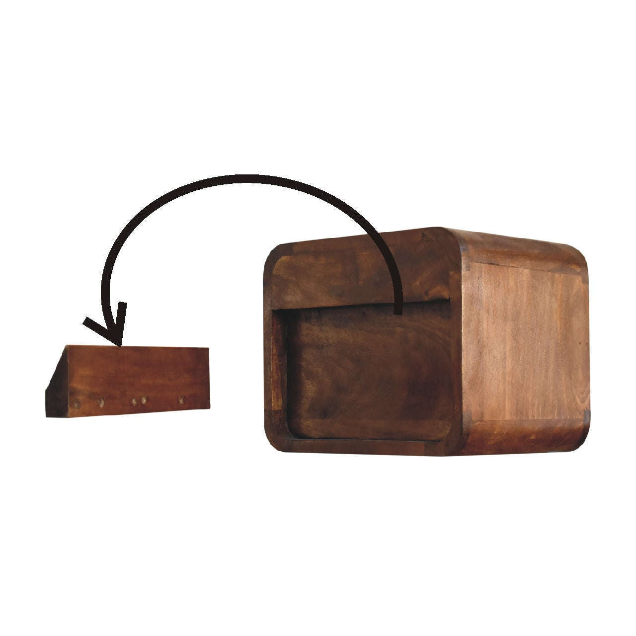 Ashpinoke:Mini Curved Chestnut Wall Mounted Bedside-Bedsides-Artisan