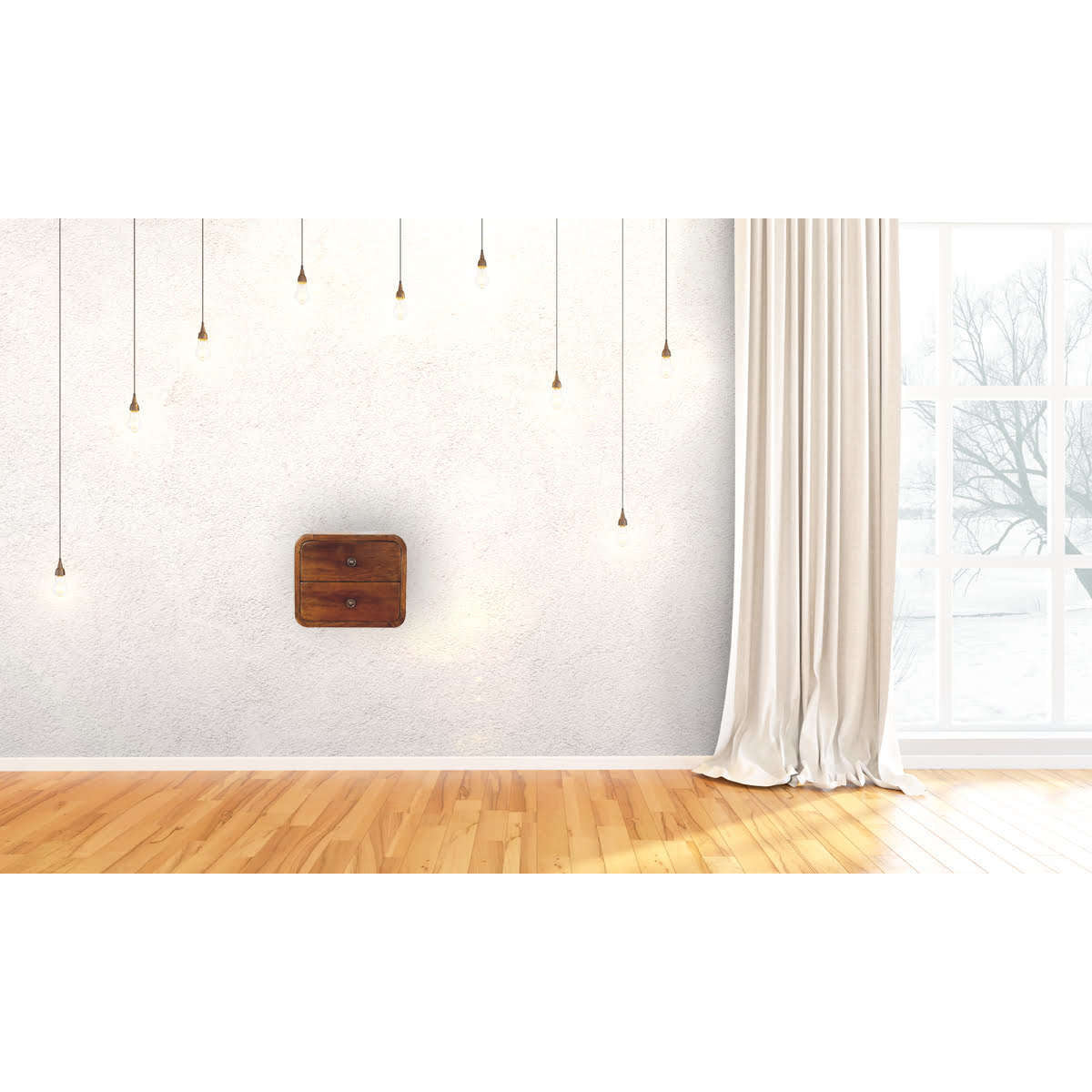 Ashpinoke:Mini Curved Chestnut Wall Mounted Bedside-Bedsides-Artisan
