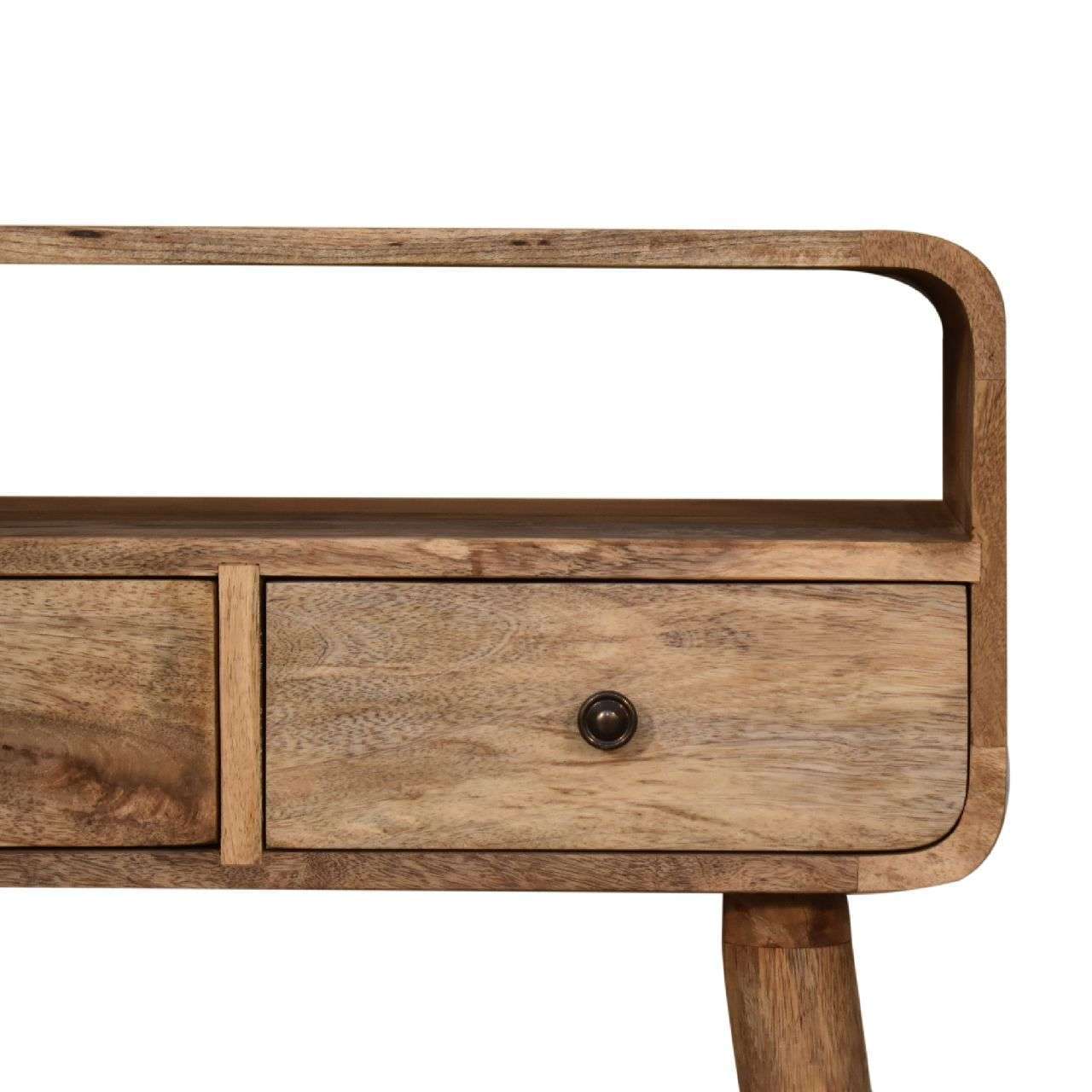 Ashpinoke:Mini Curved Oak-ish Console Table-Console and Hall Tables-Artisan