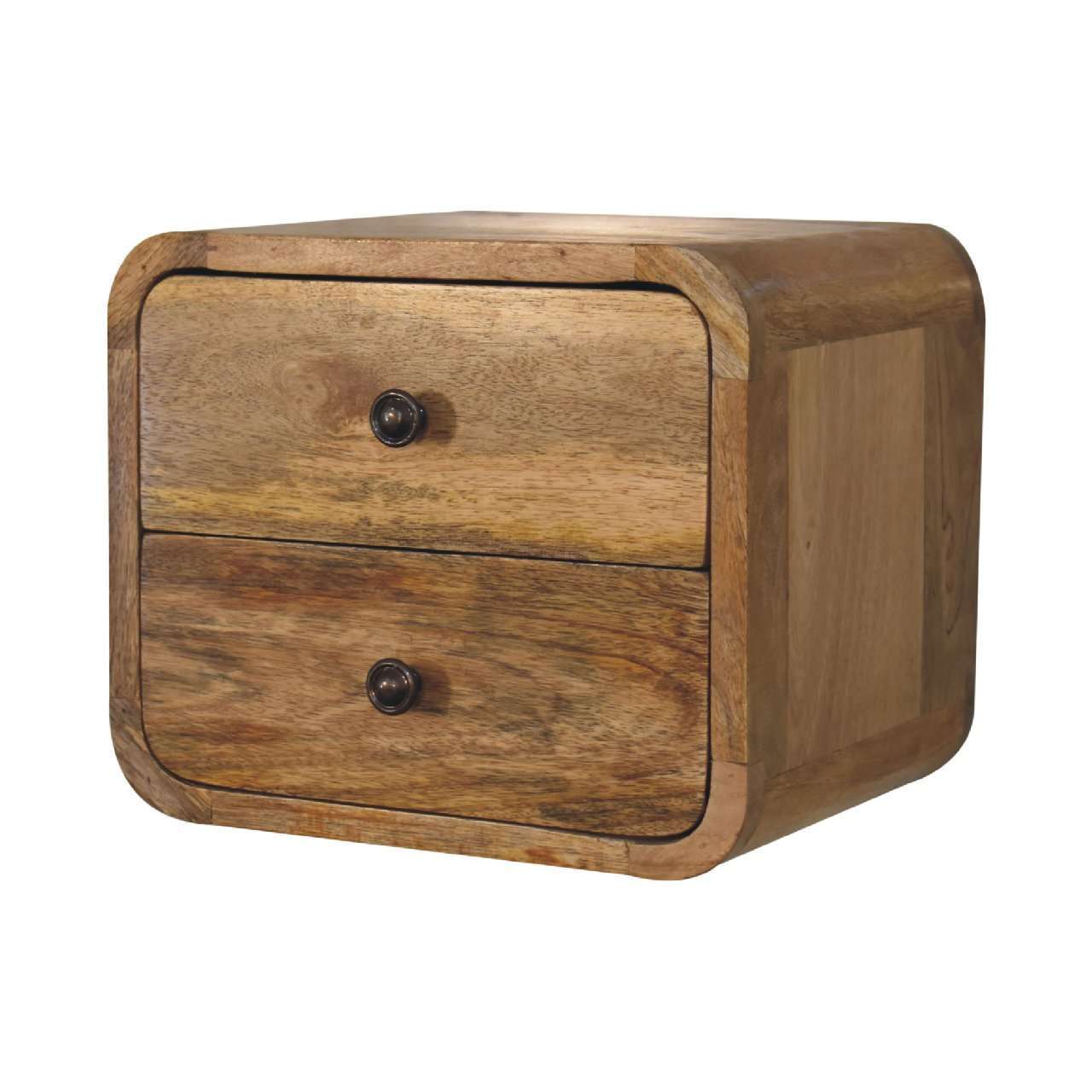 Ashpinoke:Mini Curved Oak-ish Wall Mounted Bedside-Bedsides-Artisan