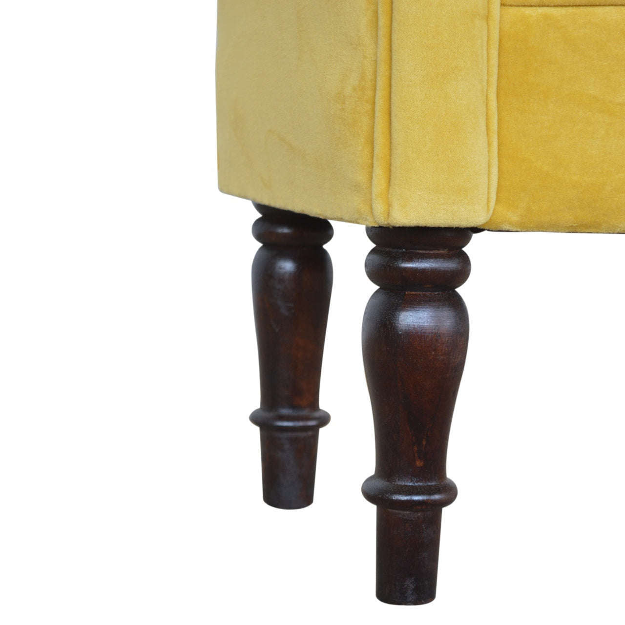 Ashpinoke:Mini Mustard Velvet Bench-Benches-Artisan