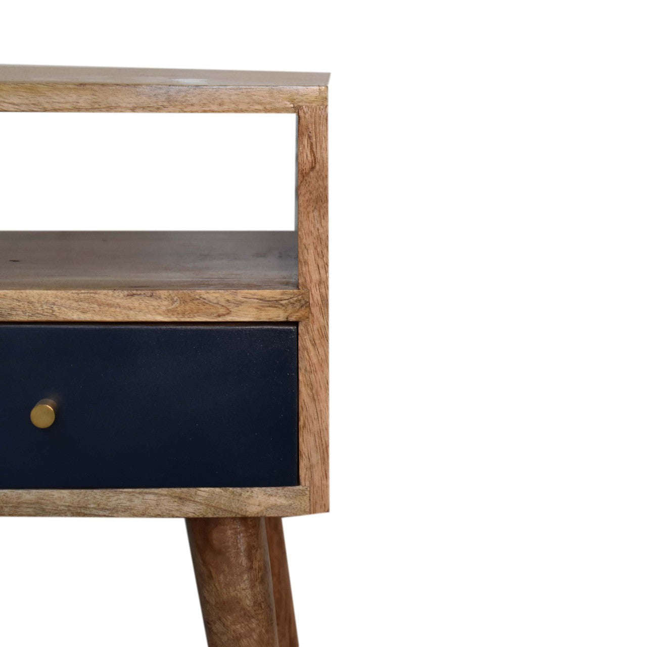 Ashpinoke:Mini Navy Blue Hand Painted Bedside-Bedsides-Artisan