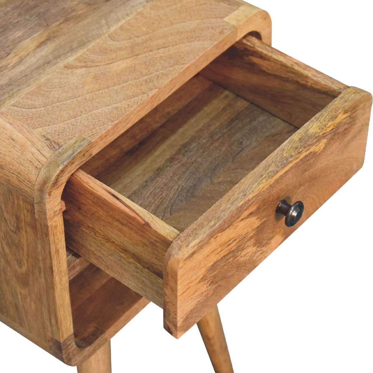 Ashpinoke:Mini Oak-ish Curved Bedside with Lower Slot-Bedsides-Artisan