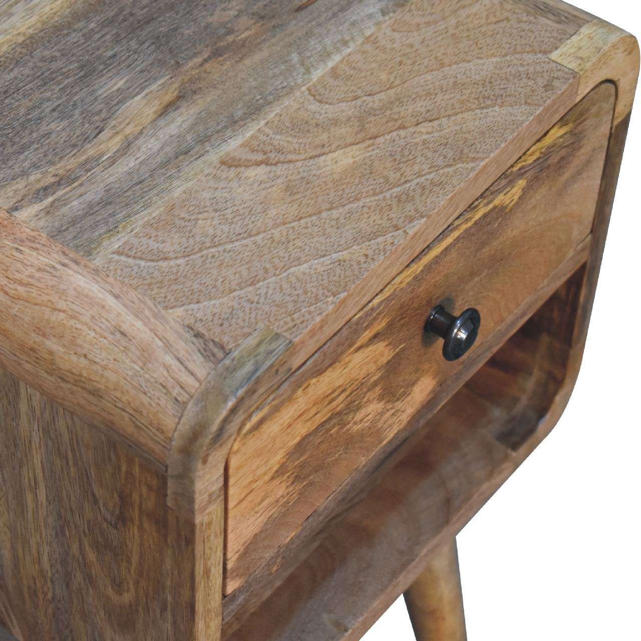 Ashpinoke:Mini Oak-ish Curved Bedside with Lower Slot-Bedsides-Artisan